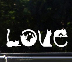 (Auto) Sticker Cat love Zilver