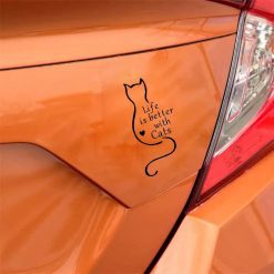Auto Sticker Life With Cats Zwart