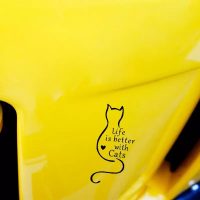 Auto Sticker Life With Cats Zwart