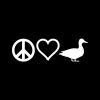 Auto Sticker Peace Love Duck Zilver