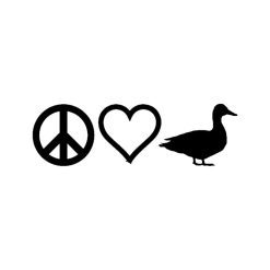 Auto Sticker Peace Love Duck Zwart