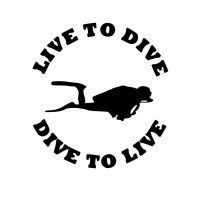 Auto Sticker Live To Dive Zwart