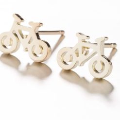 rvs oorbellen fiets goud