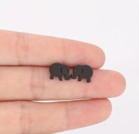 RVS Oorbellen Olifant Black