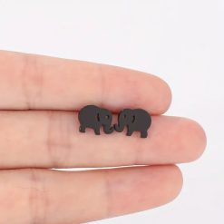 RVS Oorbellen Olifant Black
