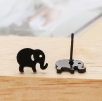 RVS Oorbellen Olifant Black