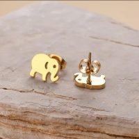 RVS Oorbellen Olifant Gold